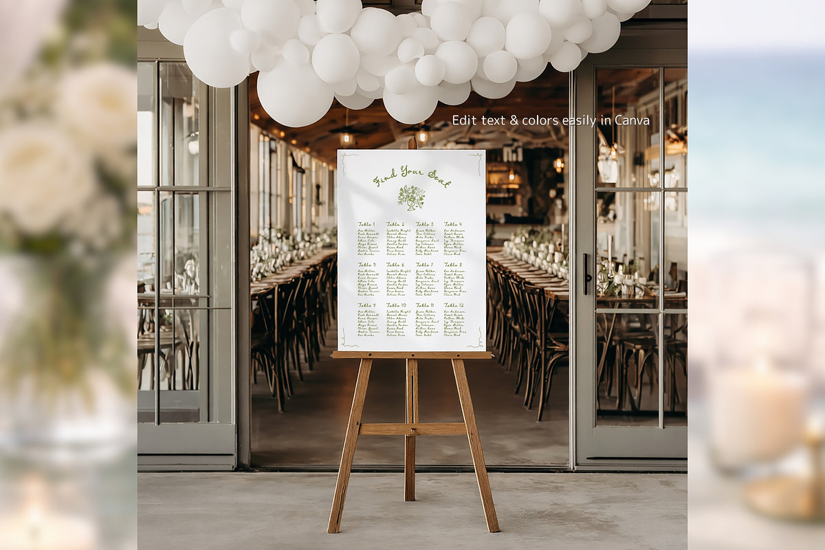 HandDrawn SeatingChart Canva bd001, a Poster Template by TyphoonStudio (Photo 4 of 9)