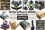 Spooky Halloween Library Clipart, an Illustration by Black Bird Studio (Thumbnail 1 of 6)