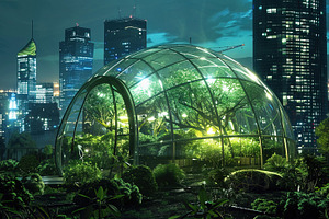 Urban Greenhouse at Night, an Architecture Photo by Ales Munt