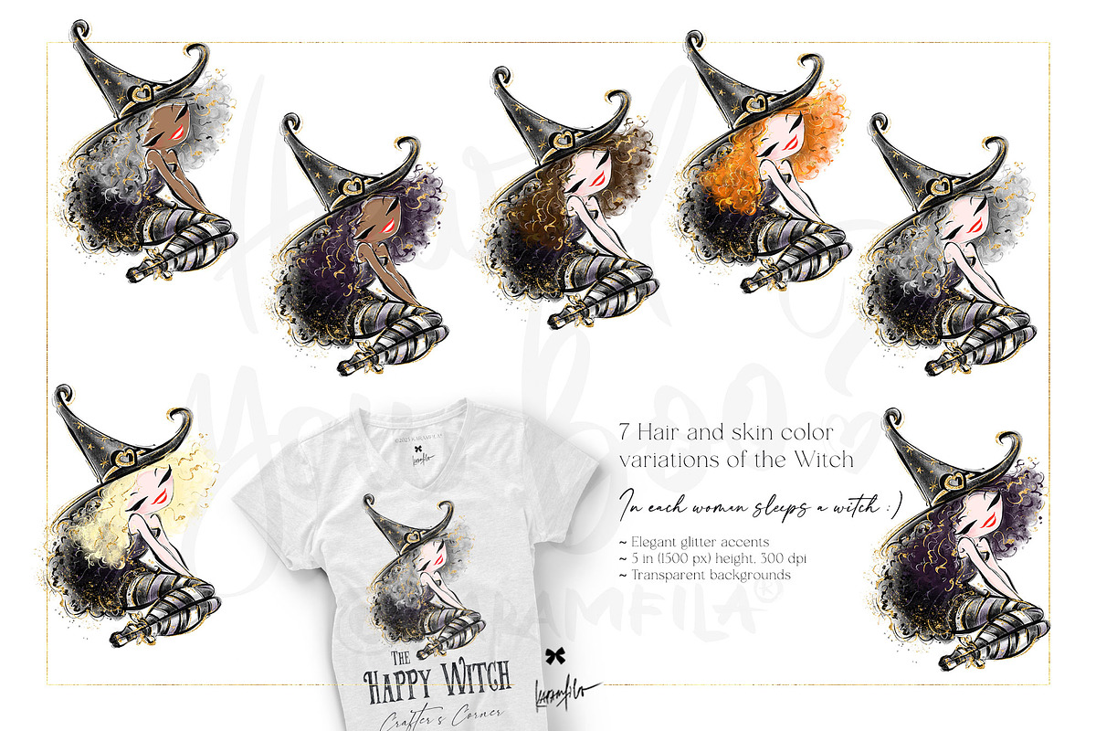 Cute Halloween Witch Ghost Clipart, a Seasonal Illustration by KaramfilaS (Photo 2 of 9)