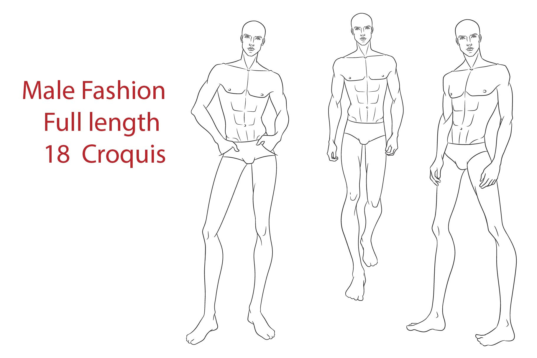 Male Fashion Croquis Templates Creative Market