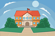 school building landscaped vector, an Education Illustration by zyxroun shop (Thumbnail 1 of 3)