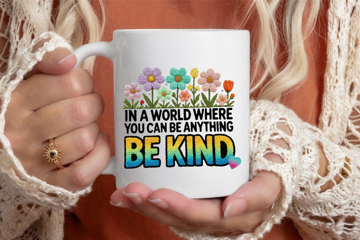 Be Kind Floral Faux Yarn Positive Sh, an Illustration by designcity5 (Photo 3 of 9)