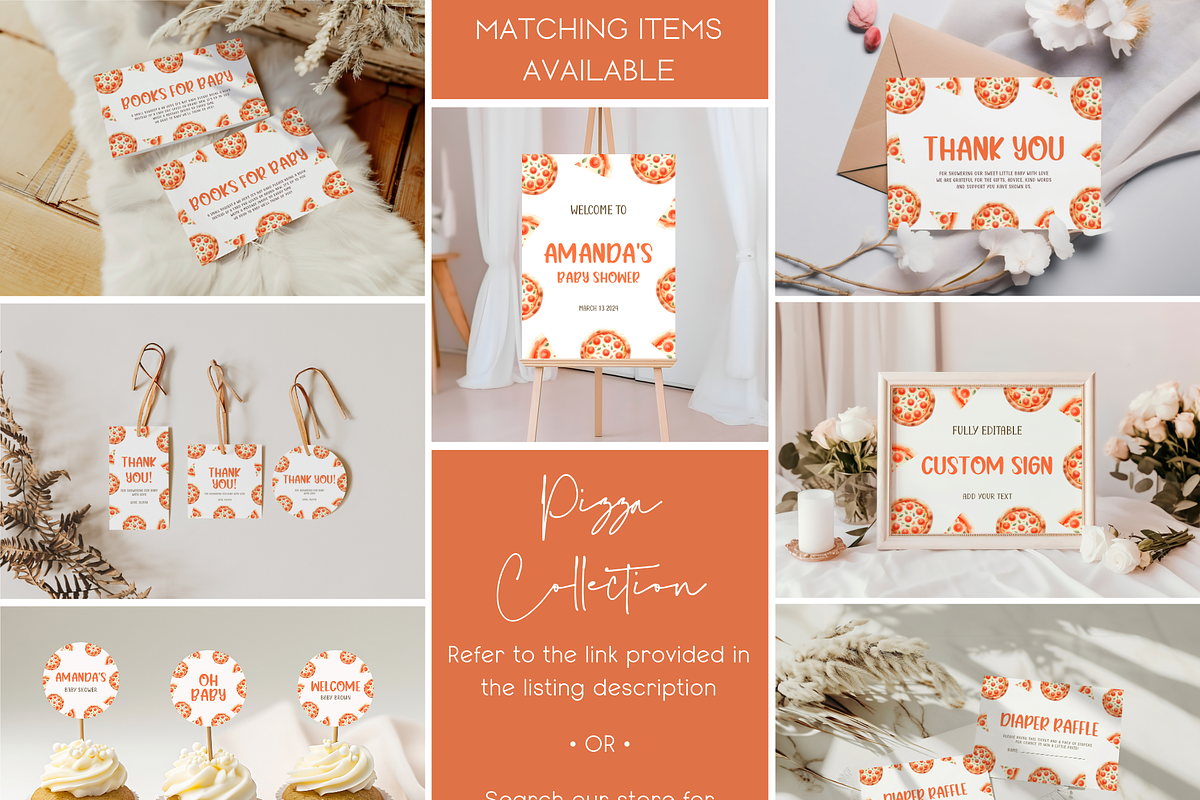 Pizza Baby Shower Table Sign Set, an Invitation Template by Digital_Mind (Photo 3 of 6)
