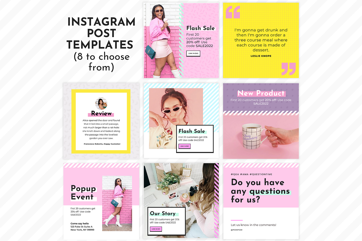 Instagram Template Pink Canva Set, a Social Media Template by ltsdesigns (Photo 2 of 4)