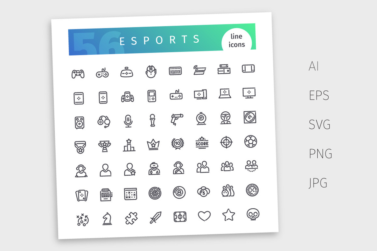 Esports Line Icons Set, an Outline Icon by Voysla's Shop (Photo 4 of 4)