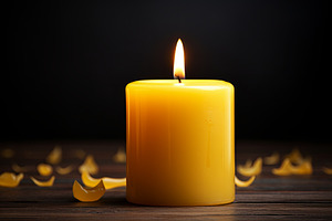 Yellow candles and Bokeh Lights dark, an Abstract Photo by Pixeness Studio