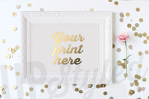 A158 White Vintage Frame Mock Up, a Print Template by UpStyled