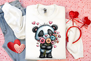 Watercolor Valentine Panda Clipart, an Illustration by Canvas Craft (Thumbnail 4 of 6)