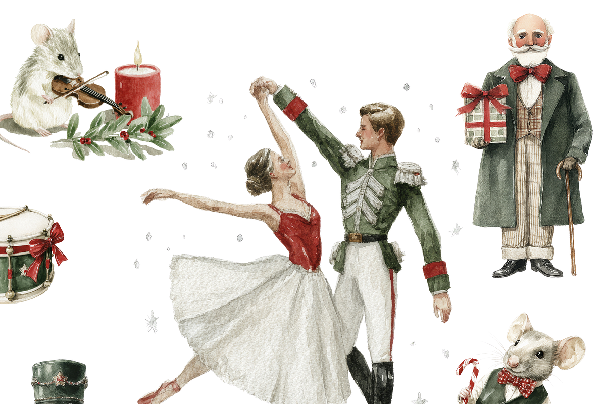 Christmas Carol Clipart Set, a Decorative Illustration by Pati Paints (Photo 1 of 6)