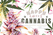 Cannabis. Marijuana harvest set., a Decorative Illustration by Ann Art Houze (Thumbnail 1 of 10)