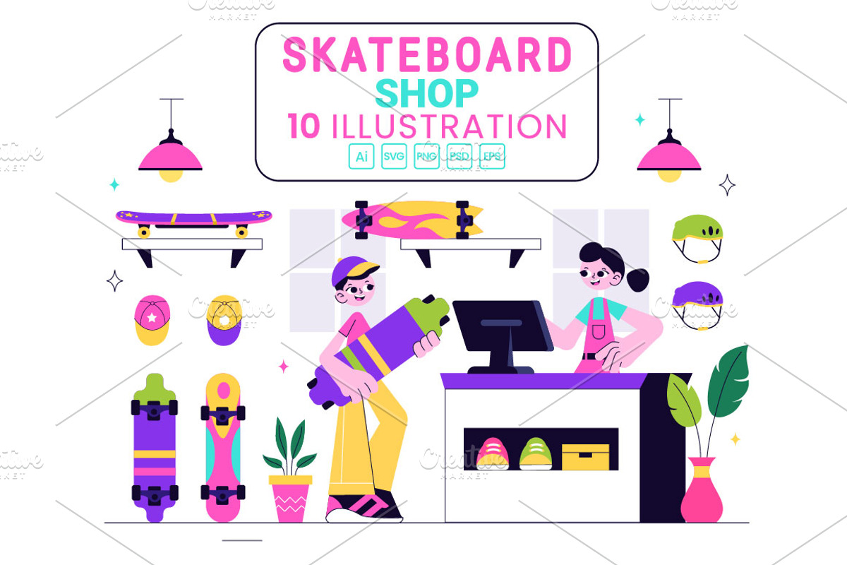 10 Skateboard Shop Illustration, a Sport Illustration by denayunebgt (Photo 1 of 4)