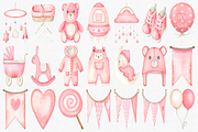 Watercolor Newborn Baby Girl Clipart, a Decorative Illustration by CropUp Creative (Thumbnail 3 of 5)