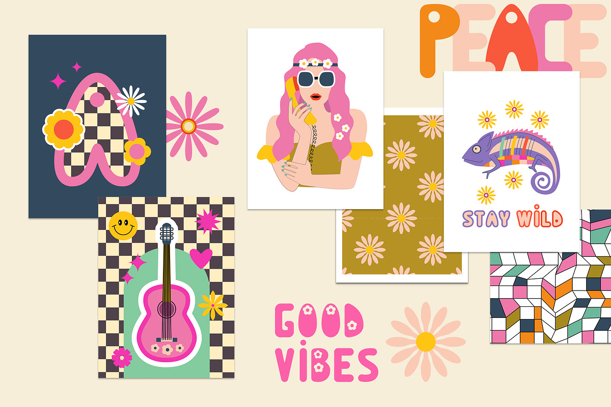 Retro Groovy Hippie Bundle, an Object Graphic by Sofico (Photo 18 of 35)