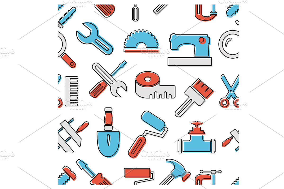 Seamless tools pattern, a Background Graphic by AlexZeL (Photo 3 of 3)