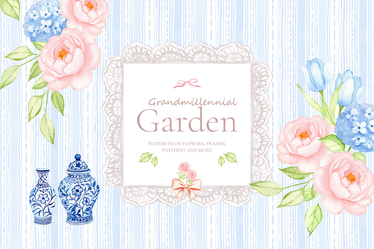 Grandmillennial Garden collection, a Decorative Illustration by Liliia Polos Illustration (Photo 1 of 15)