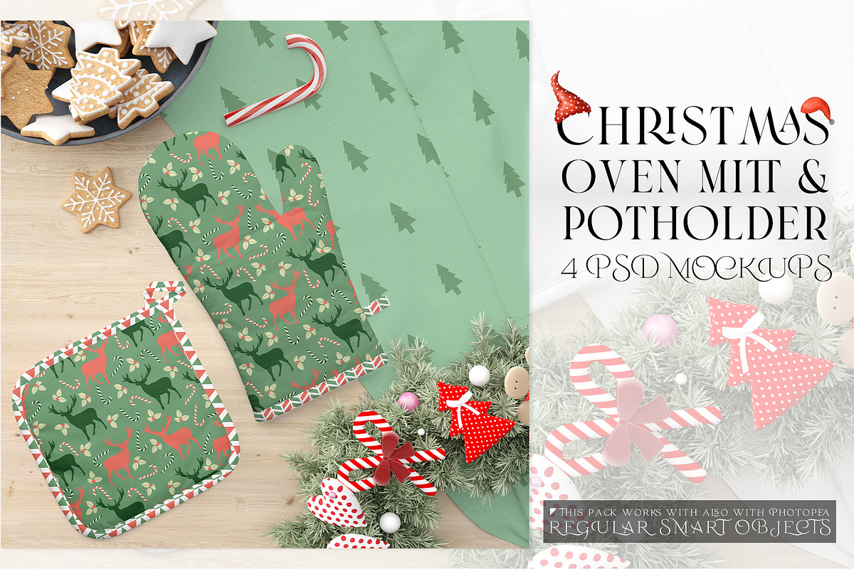 Christmas Oven Mitt & Potholders, a Product Mockup by mock-ups (Photo 1 of 16)