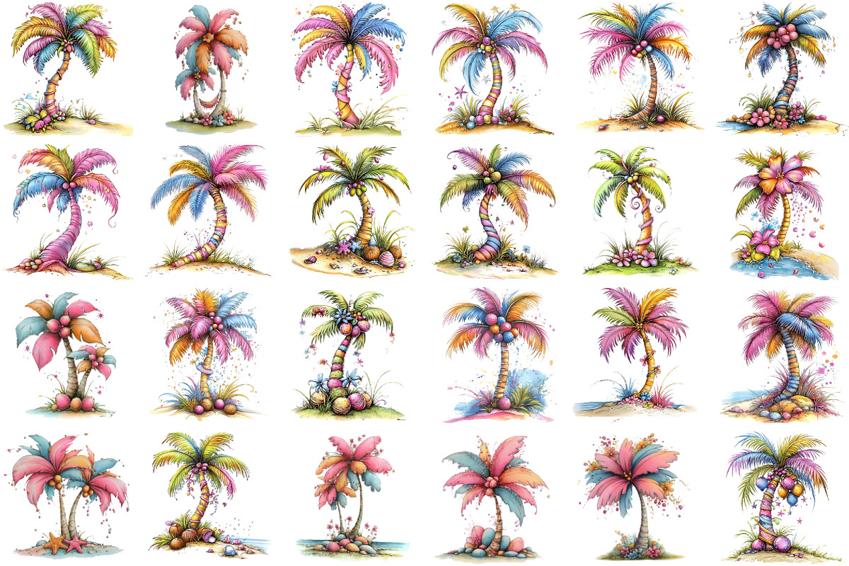 Whimsical Summer Palm Tree Clipart, an Illustration by designcity5 (Photo 2 of 5)