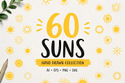 60 Hand Drawn Sun Illustrations, a Seasonal Illustration by PixMarket (Thumbnail 1 of 10)