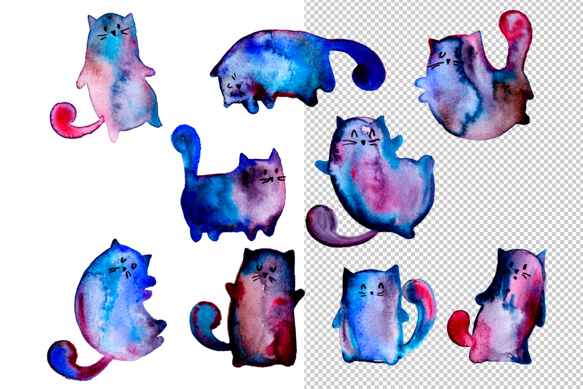 Watercolor cats, an Object Graphic by Kotozoid (Photo 2 of 2)