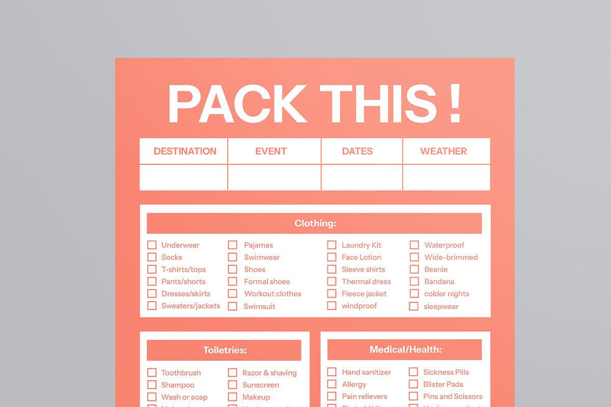 Travel Packing Checklist Template, a Stationery Template by MightyDesign (Photo 2 of 8)