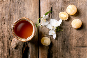 Tea Cup Candles White Flowers Wood, a Food & Drink Photo by Natasha Breen