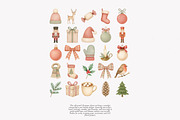 vintage pastel christmas clipart set, a Decorative Illustration by Patishop Art (Thumbnail 7 of 9)