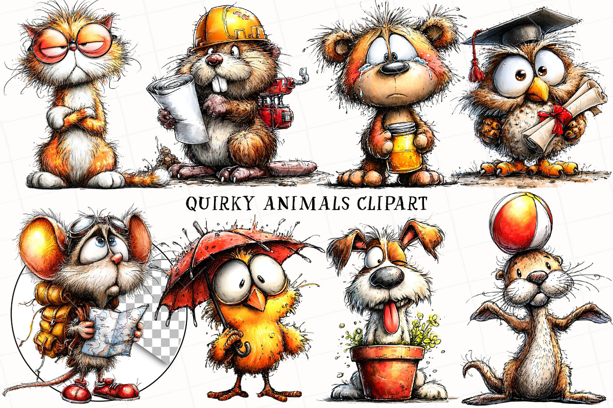 Quirky Animals Clipart, an Illustration by OK Design (Photo 2 of 6)