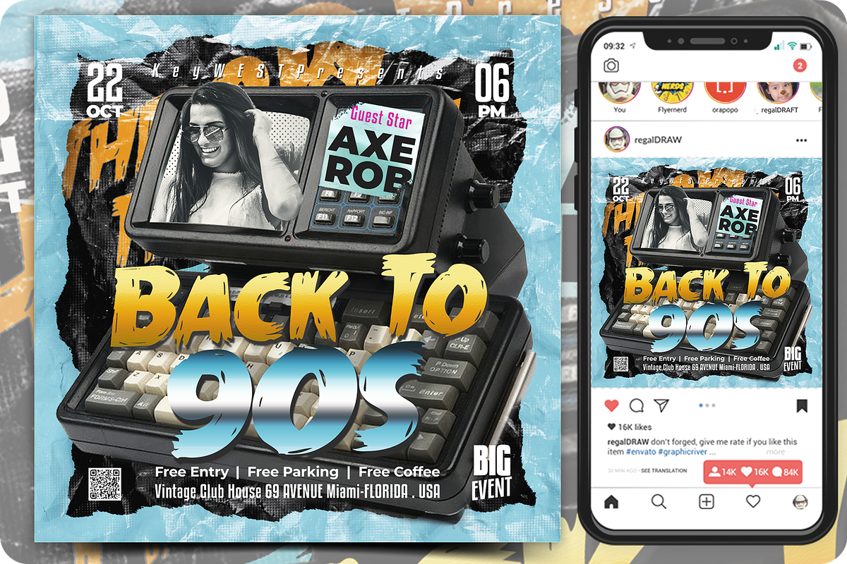 Back to 90S Flyer, a Flyer Template by regalDRAW (Photo 1 of 3)