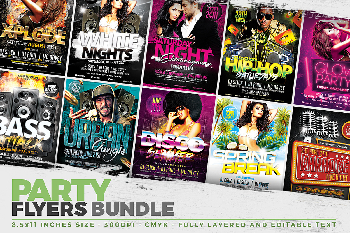 10 Party Flyer Templates + FB Covers, a Flyer Template by Graphicdome (Photo 1 of 5)