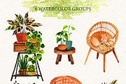 Home Decor Bundle. Watercolor set, an Object Graphic by JuliaBadeeva (Thumbnail 16 of 21)
