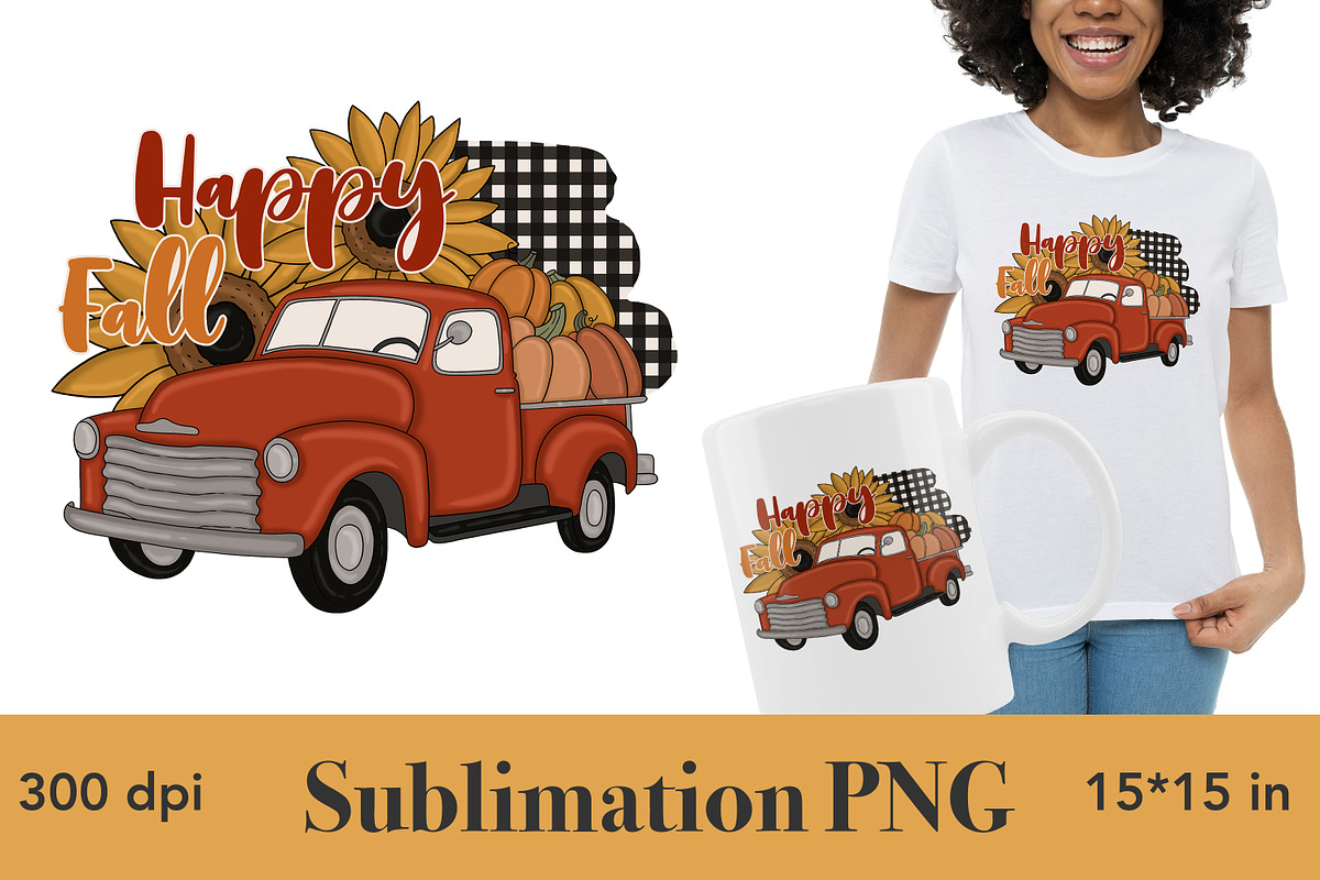 Happy Fall Sublimation PNG, a Seasonal Illustration by GlamArtZhanna (Photo 3 of 3)