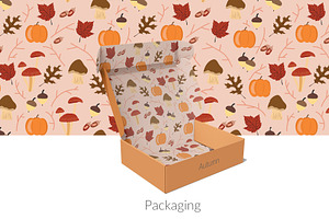 Seamless Autumn Leaves Pattern Set