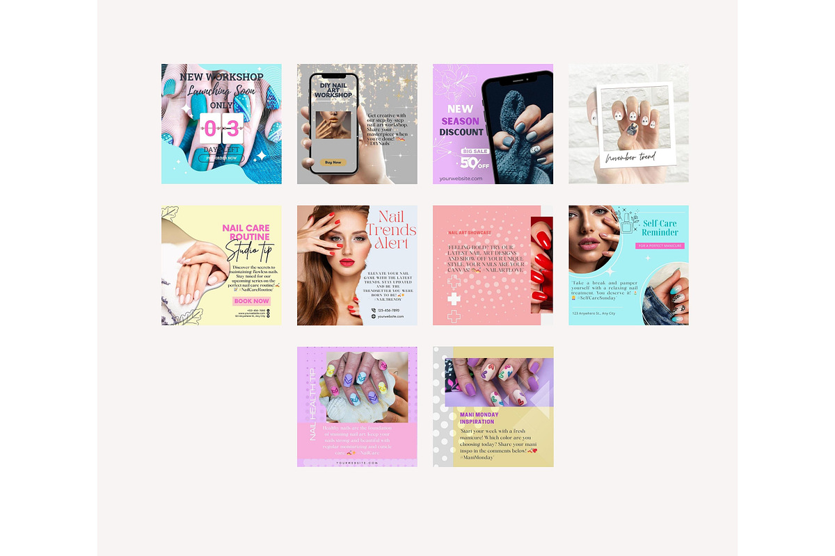 30 Nail Art Studio Social Media Post, a Social Media Template by Cute Little Workshop (Photo 5 of 5)