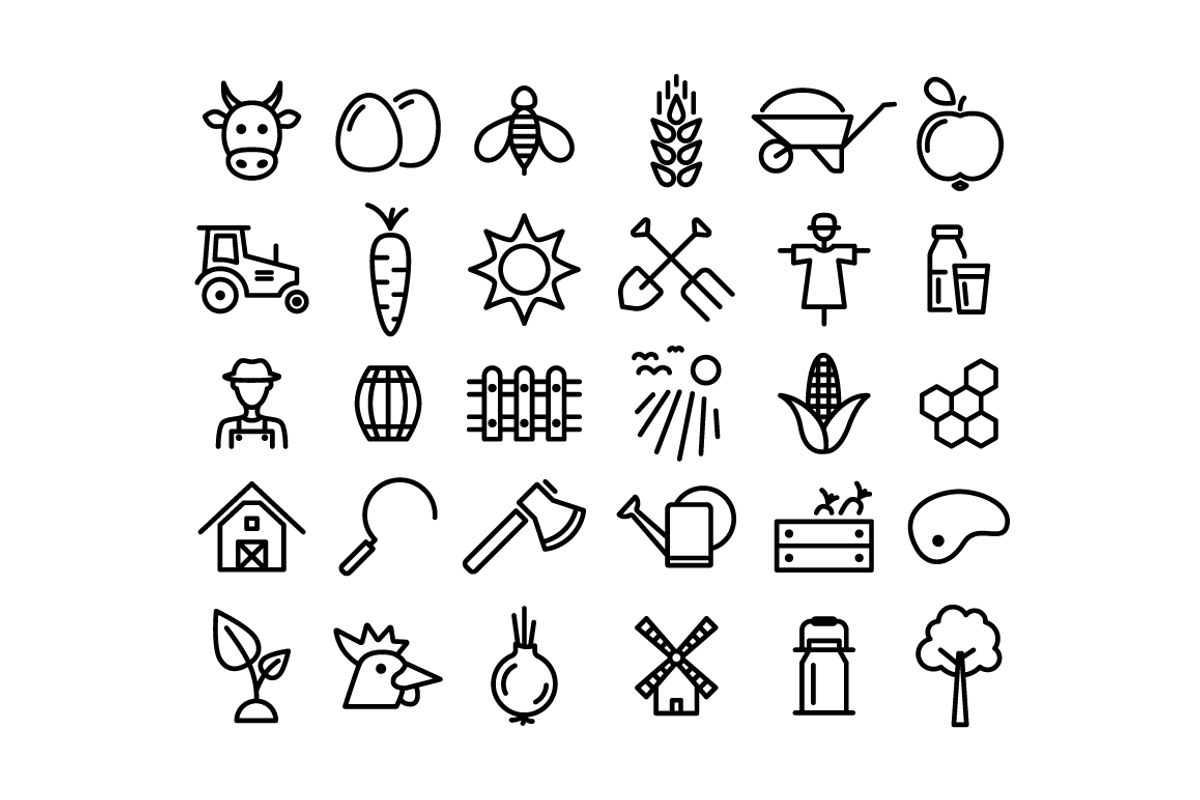 FARM - vector line icons, an Outline Icon by marusdesign
