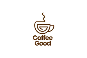 Continuous Line Warm Coffee Cup Logo