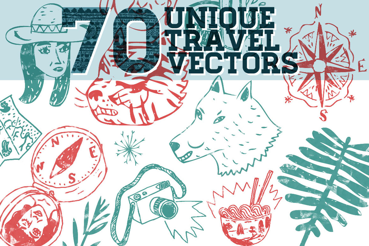70 Hand Drawn Adventure Vectors, an Animal Illustration by Ed J Brown (Photo 2 of 4)