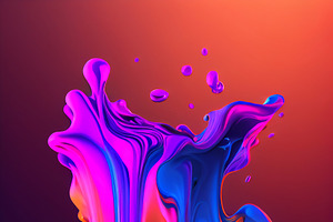 Abstract Colorful 3d Art Background. Glossy Floating Liquid Drops, Bubbles