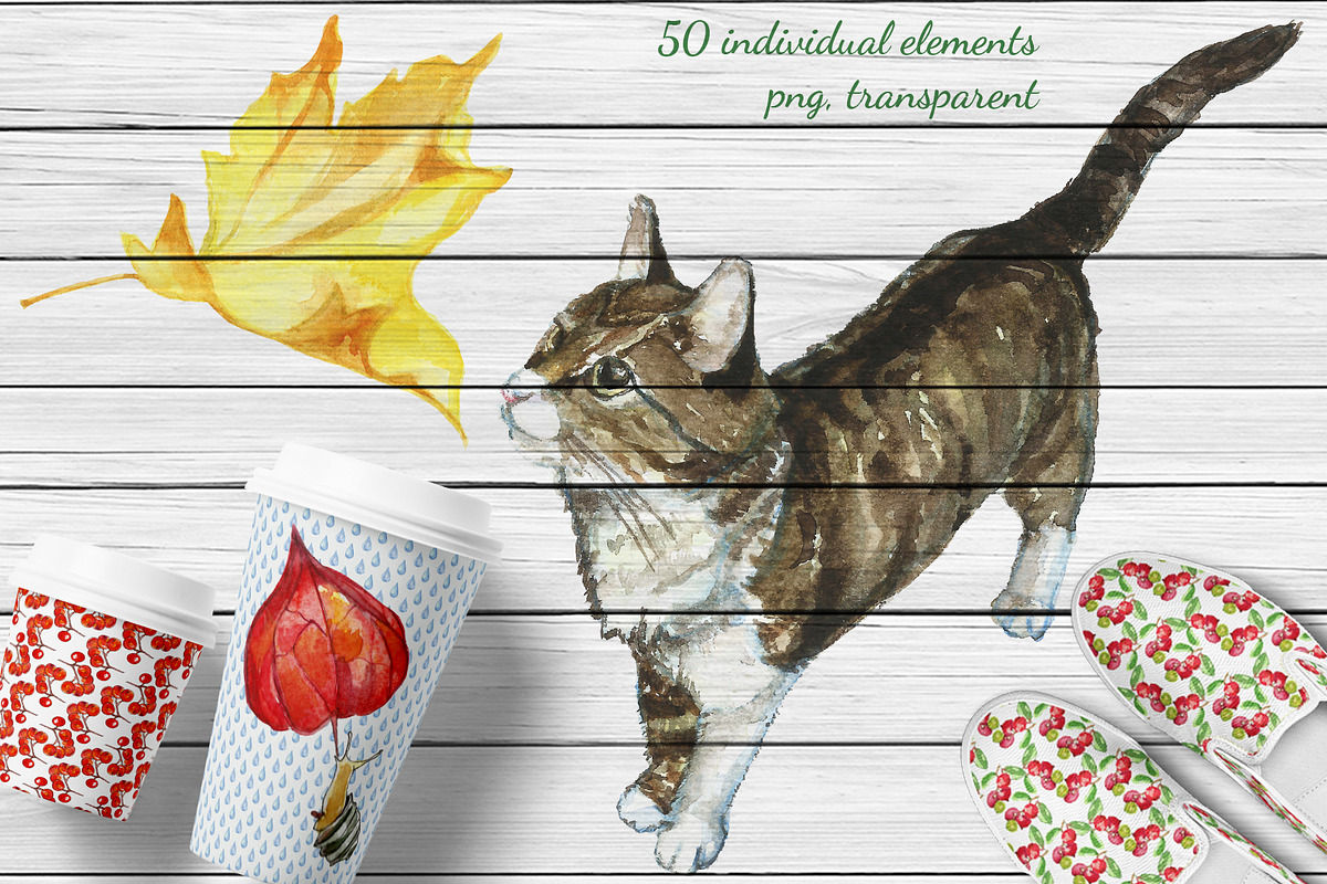 City in fall watercolor set, an Illustration by DollyPotterson (Photo 2 of 8)