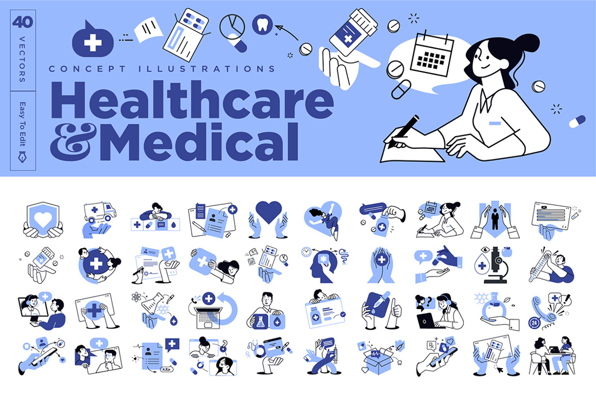 Healthcare and medical illustrations, an Illustration by PureSolution (Photo 1 of 6)