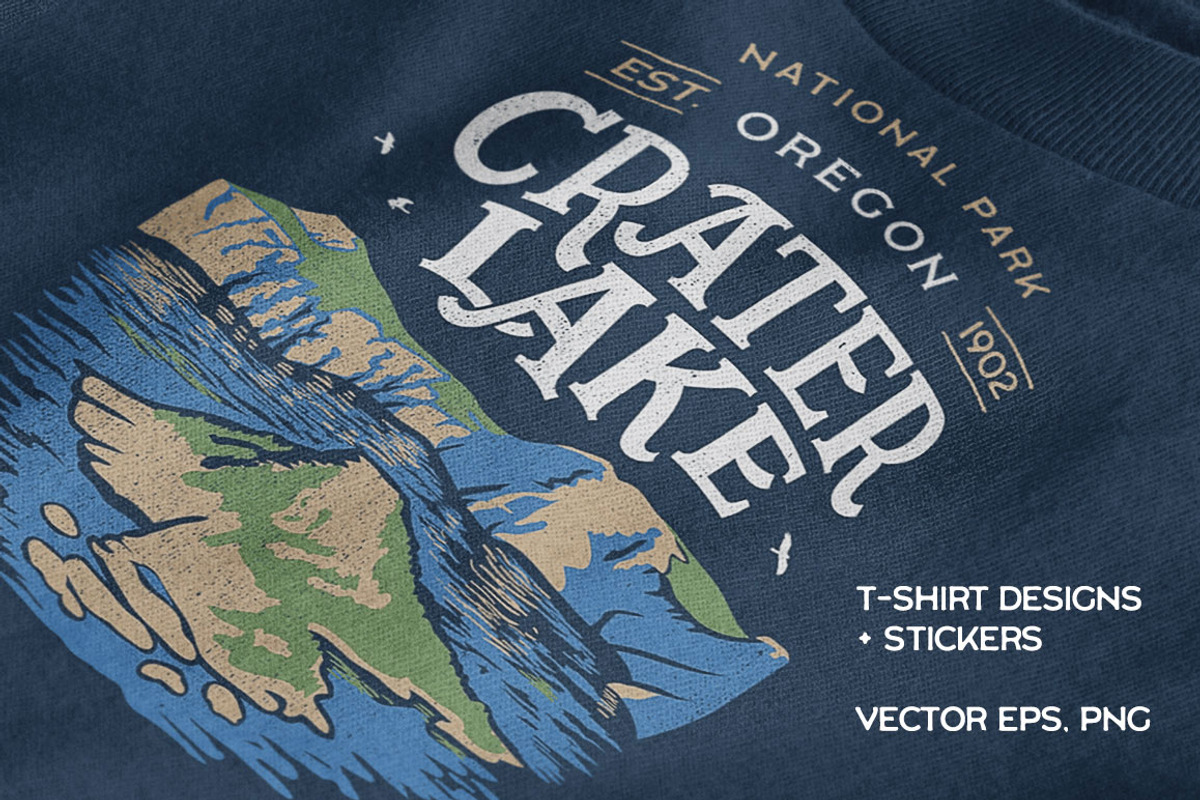 Crater Lake National Park Oregon Tee, an Illustration by Paul Lesser (Photo 1 of 9)