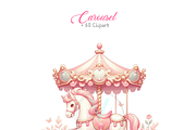 Pink Pony and Carousel Horse PNG, a Decorative Illustration by VM PARTYS  BY TAIRUMA (Thumbnail 3 of 10)