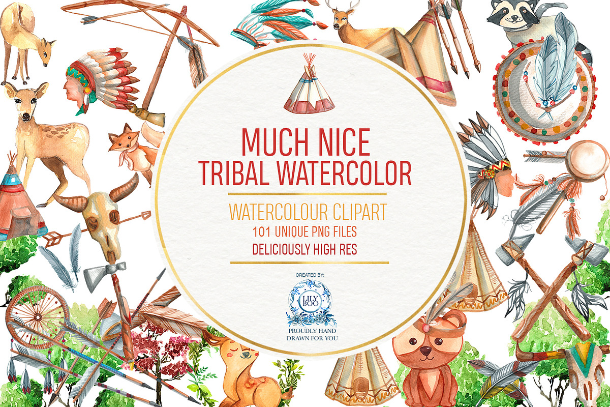 101 TRIBAL NATIVE AMERICAN CLIPART, an Illustration by LilyBoo Clipart (Photo 1 of 6)