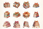 Autumn Bow Book Stack Clipart, an Illustration by CrexoraLab (Thumbnail 2 of 5)
