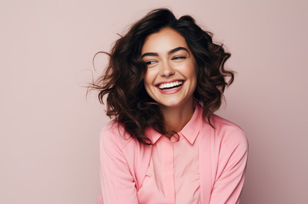 Smiling woman. AI generative., a Person Photo by morepiixel