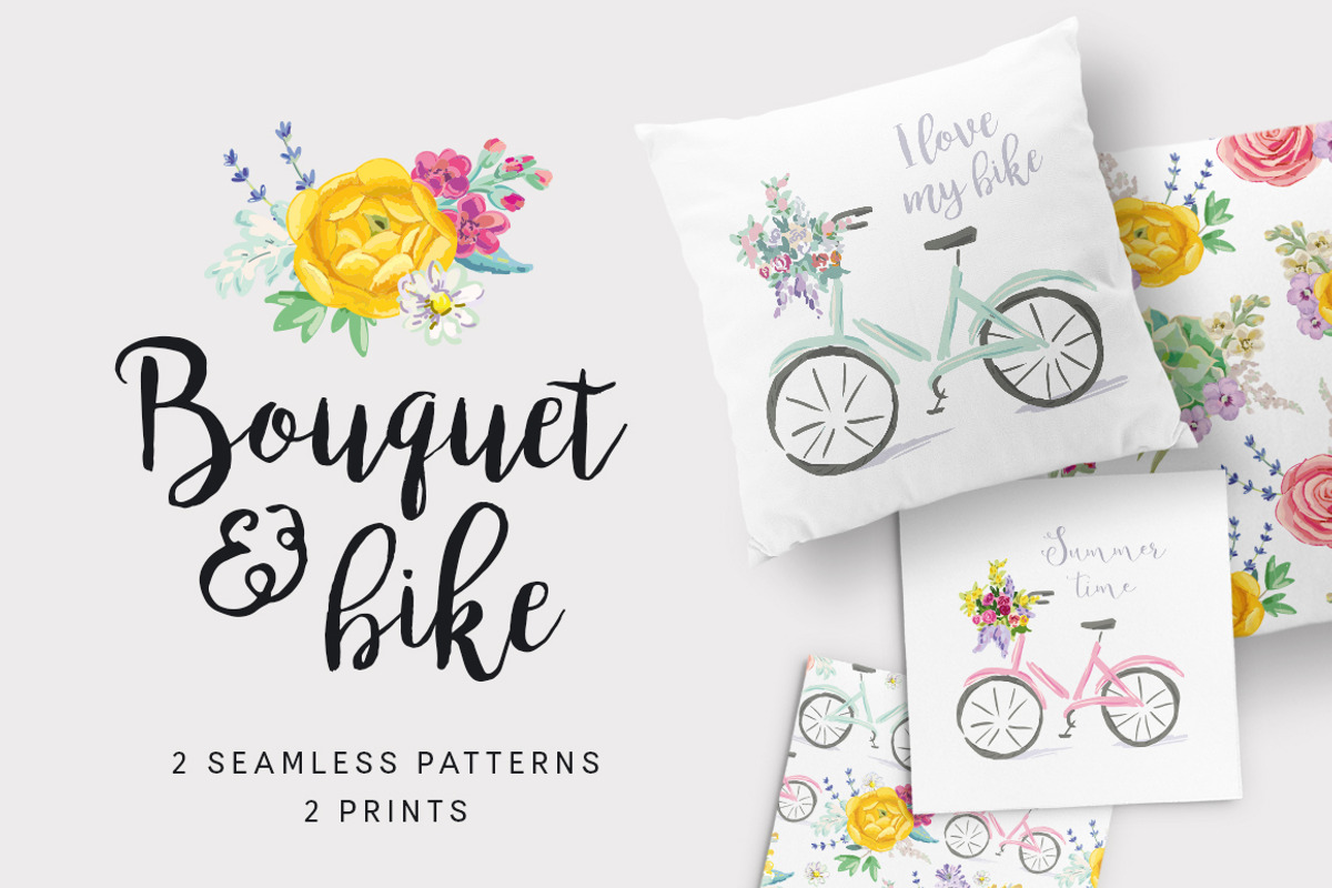 Bouquet & bike, a Pattern Graphic by OJardin (Photo 1 of 2)