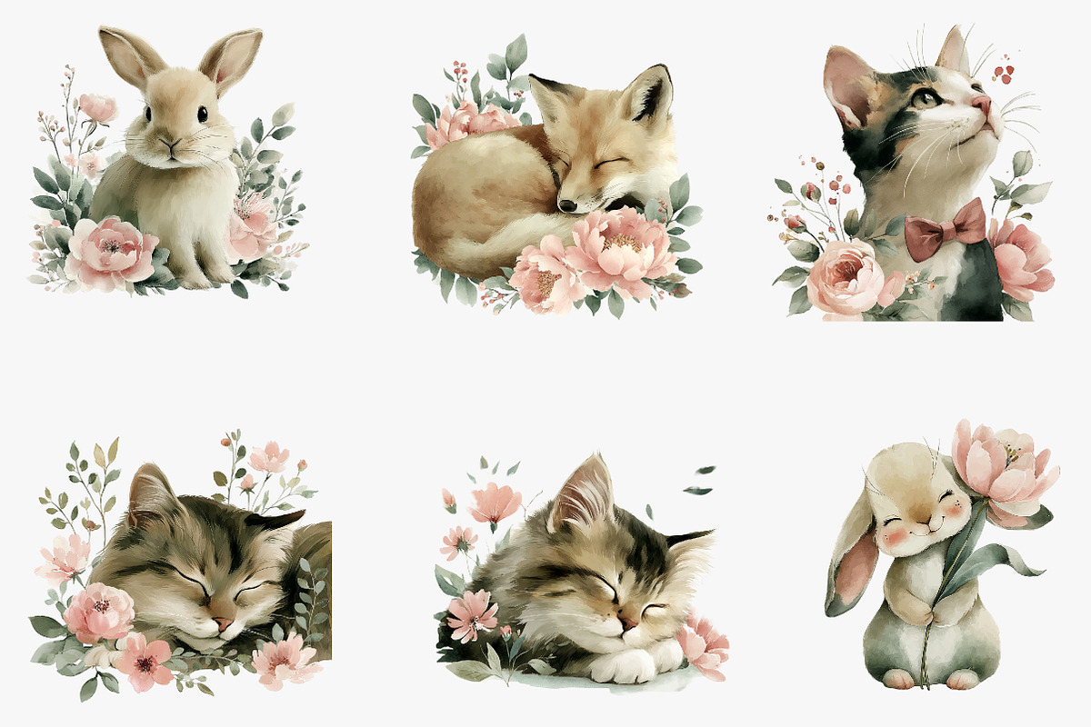 valentine and nursery animals set, an Illustration by CreationArt (Photo 3 of 7)