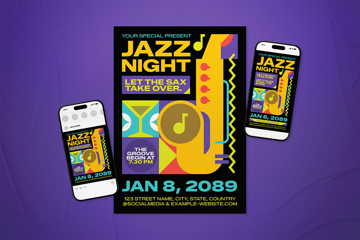 Jazz Night Event Flyer Set, a Flyer Template by The Good Store (Photo 1 of 2)