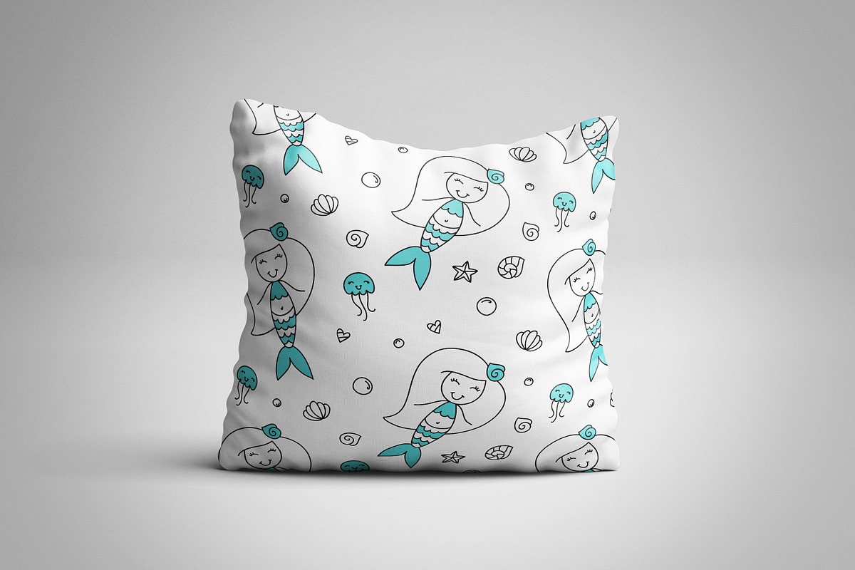 Mermaids, pattern and card, a Pattern Graphic by redcollegiya design (Photo 3 of 3)