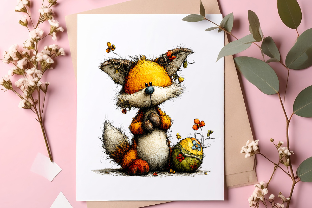 Whimsical spring funny fox clipart, an Illustration by SinaCreation (Photo 4 of 11)